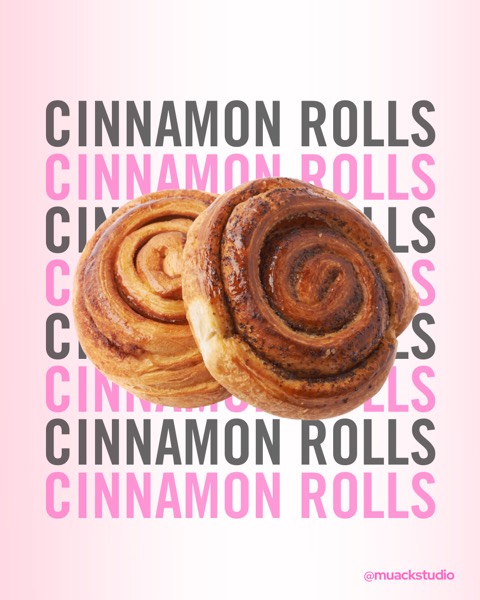 Diseño tipográfico de cinnamon rolls
